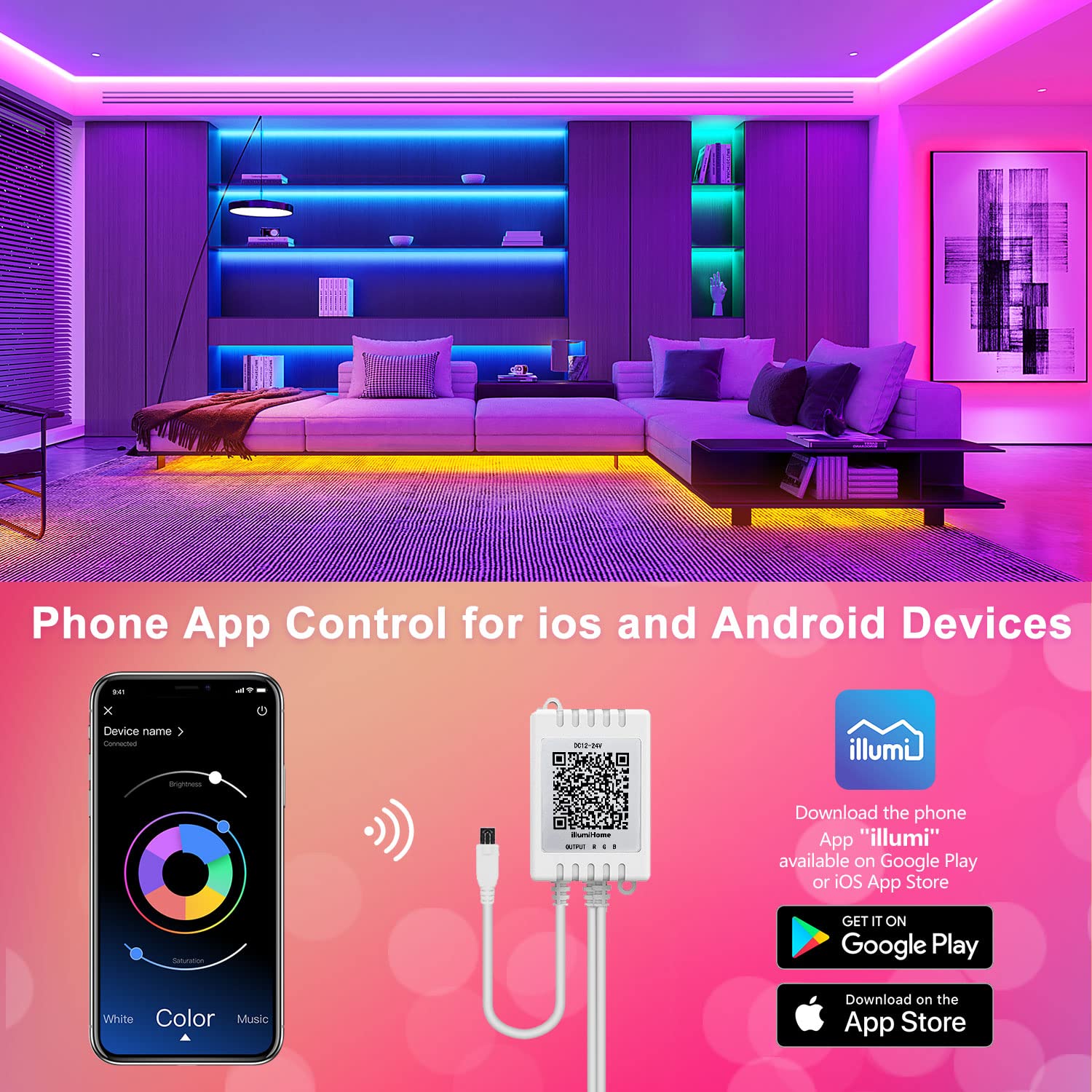 Nexillumi Led Lights for Bedroom 100ft Music Sync Color Changing - Nexillumi Official Product View 2