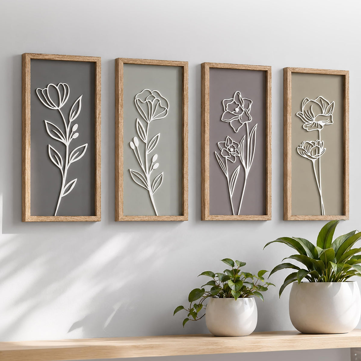 Tide and Tales 3d Framed Wall Art Set of 4 Floral Boho Wall - Tide and Tales Official Imagery - 2