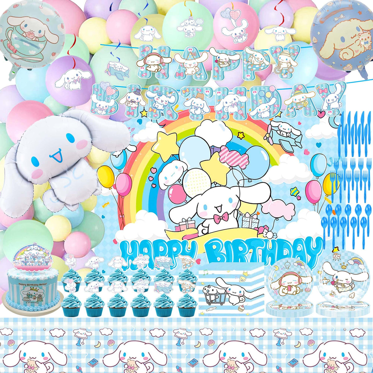 202 PCS Cute Cartoon Birthday Party Supplies for Theme Party - MLEDUY Official Imagery - 1