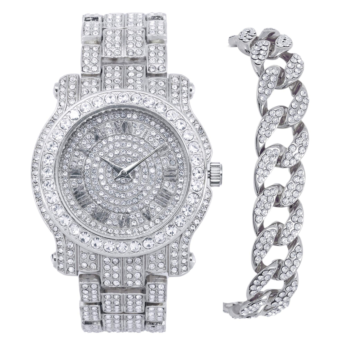 Techno Pave Men s 45mm Iced Out Roman Dial Watch Bracelet - Techno Pave Official Imagery - 8