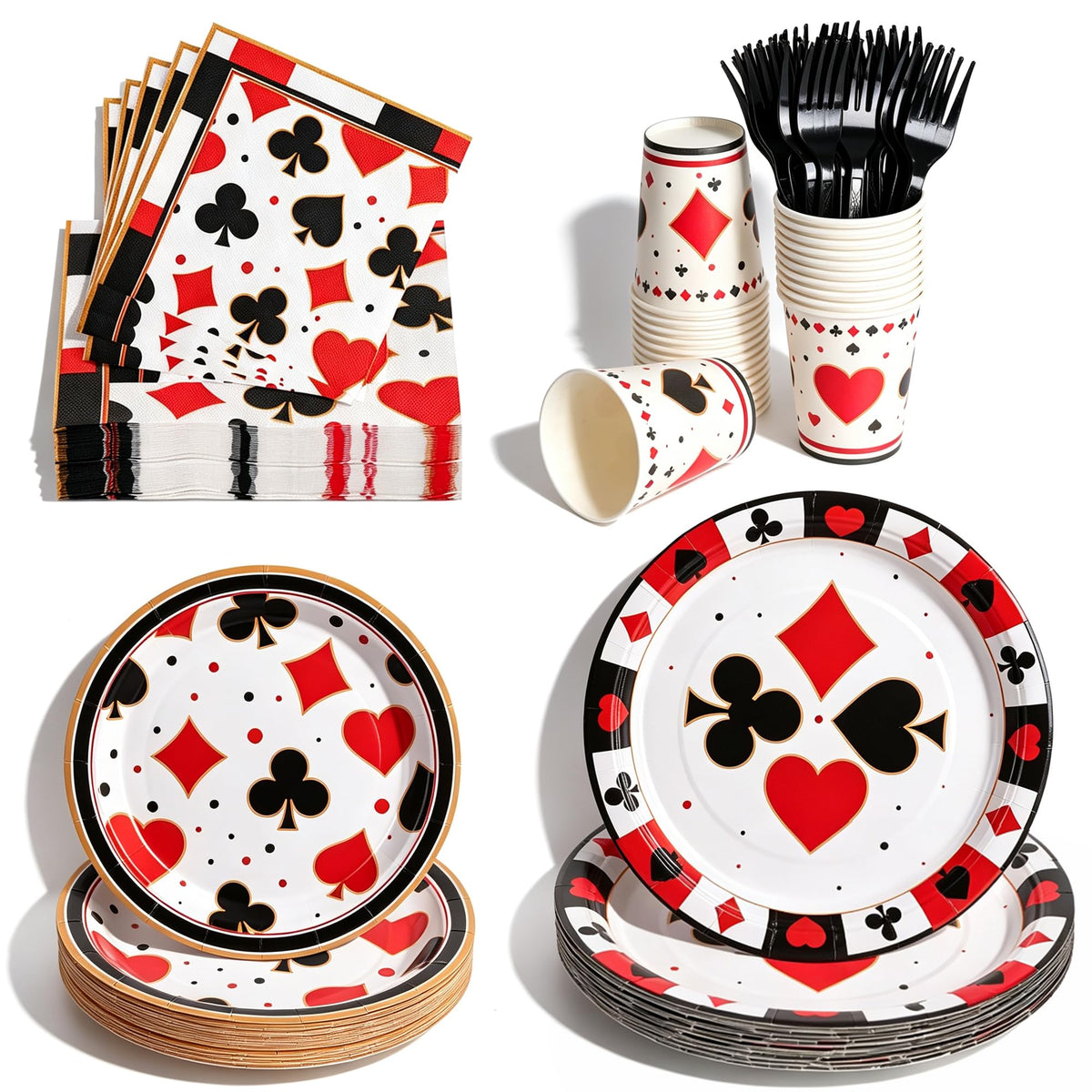 144 Pcs Casino Tableware Set for 24 Guests Heavy Duty 7 9 - COSINIA Official Imagery - 1