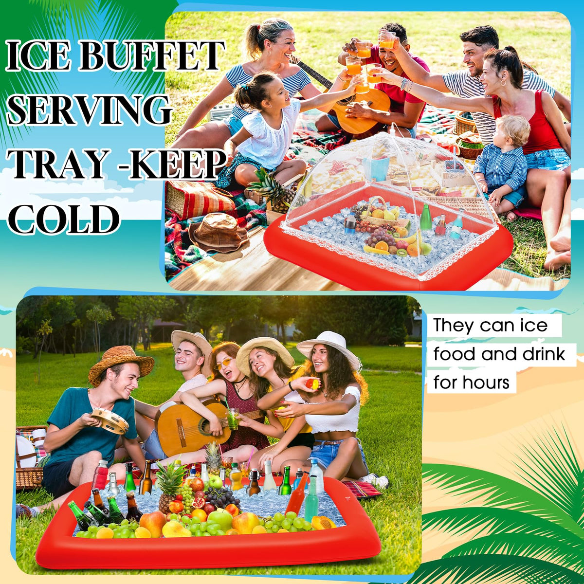 4 Pcs Inflatable Ice Tray Serving Bar Buffet Set 2 Pcs Food - Leitee Official Imagery - 5