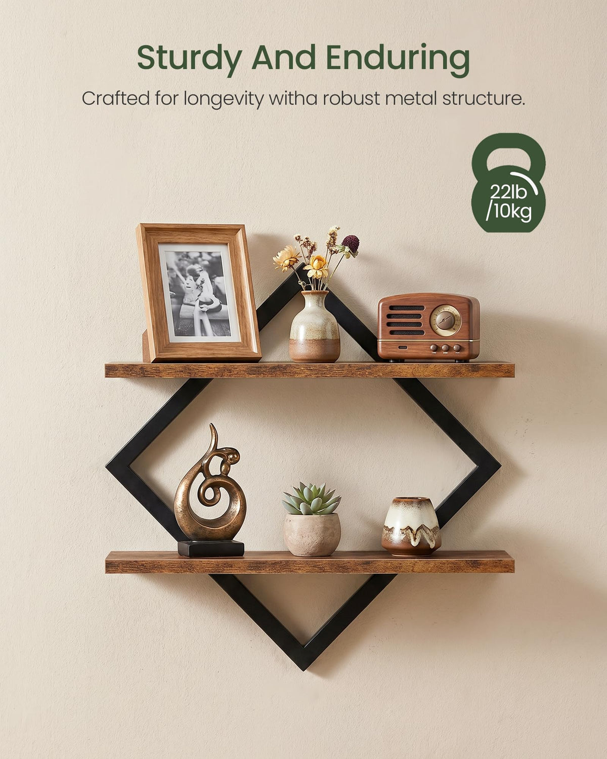 Floating Shelves Set of 2 Wall Shelves 2 Tier Hanging - CHOEZON Official Imagery - 5