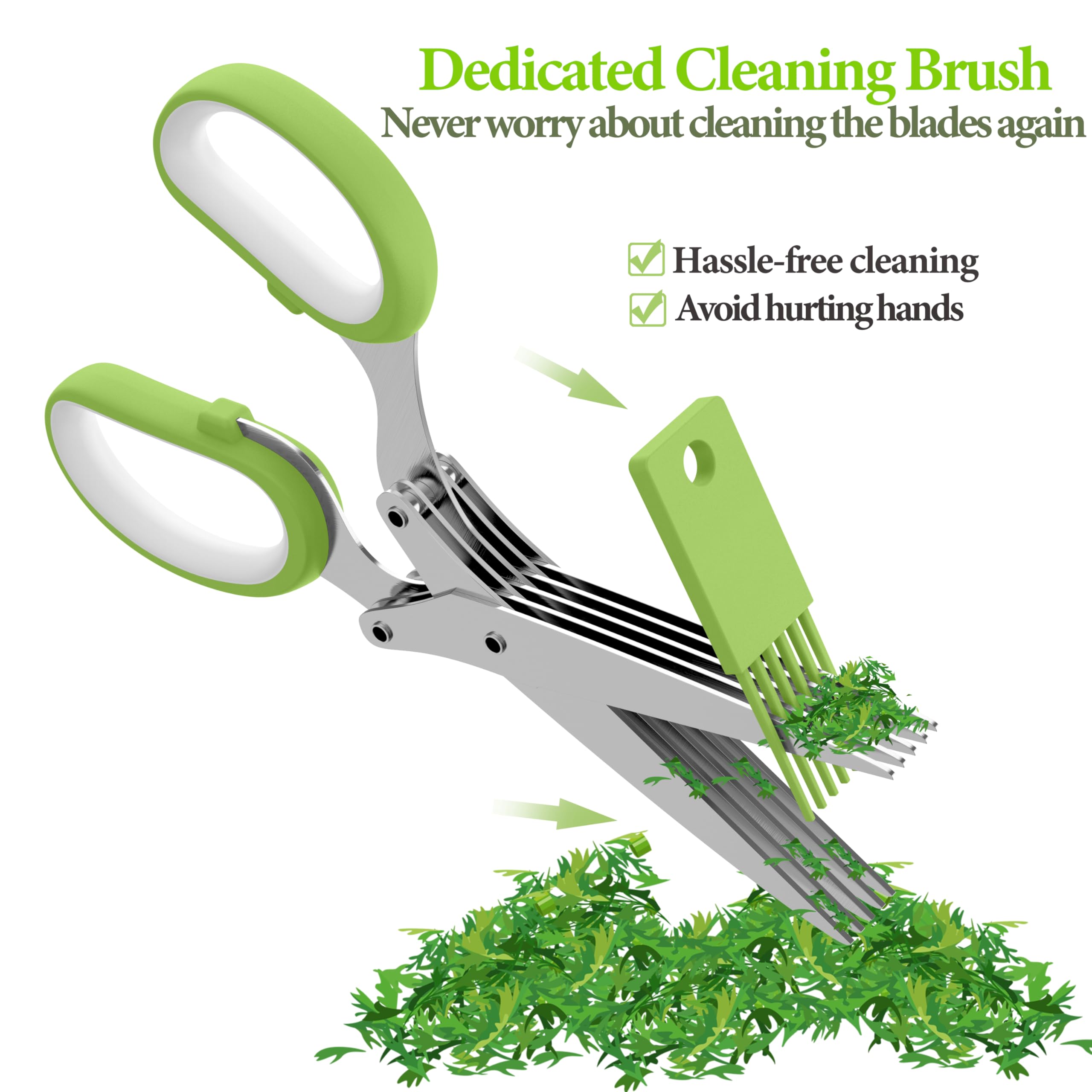 JOFUYU 2026 Upgraded Herb Scissors, 5-Blade Kitchen Herb Shears - View 6