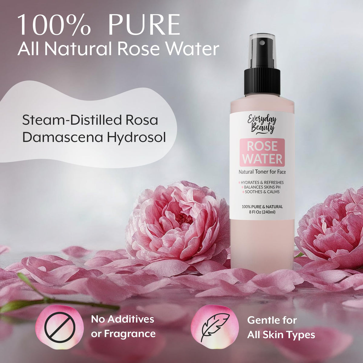 Everyday Beauty Rose Water Spray for Face - Everyday Beauty Helping You Feel Beautiful Inside And Out Official Product Imagery - 3