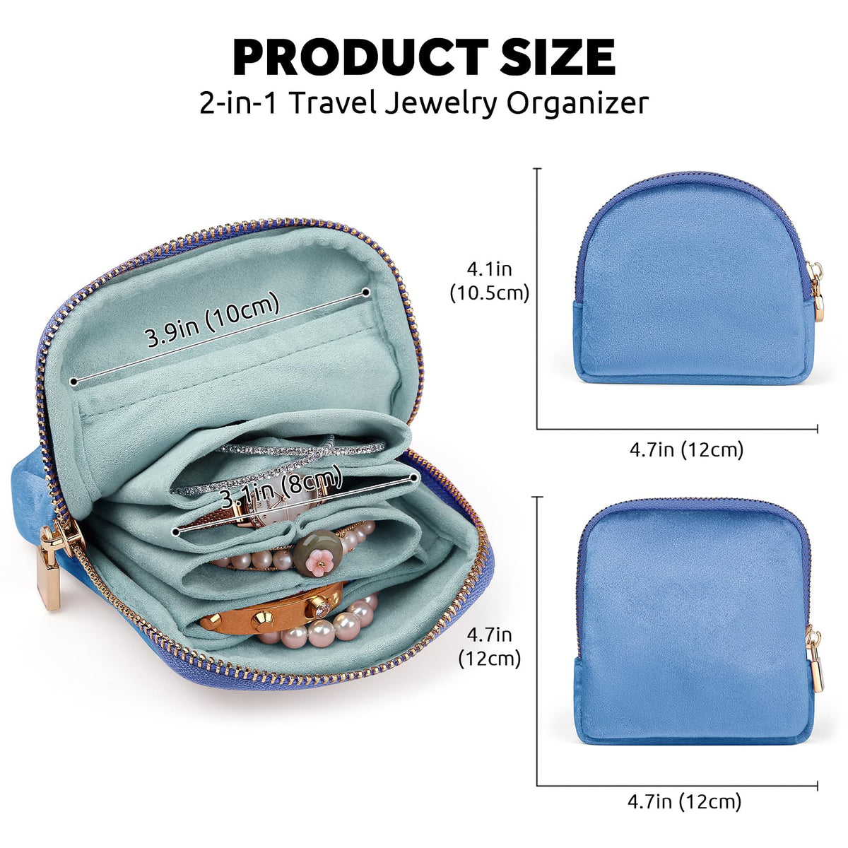 Small Travel Jewelry Case 2 in 1 Detachable Velvet Jewelry - Lumayina Official Imagery - 4