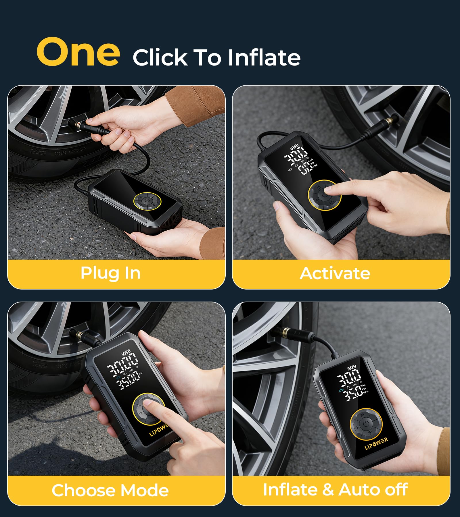 Tire Inflator Portable Air Compressor for Car, Bikes, Motorcycle - View 9