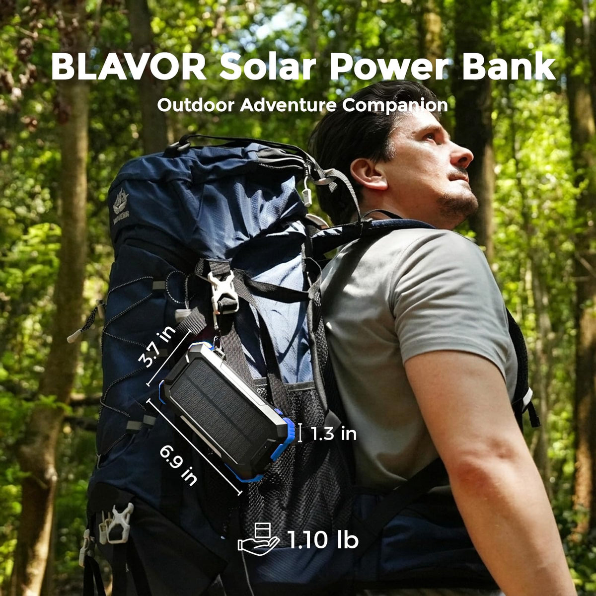 BLAVOR Solar Power Bank Built in Retractable Cable 20000mAh - BLAVOR Official Imagery - 8