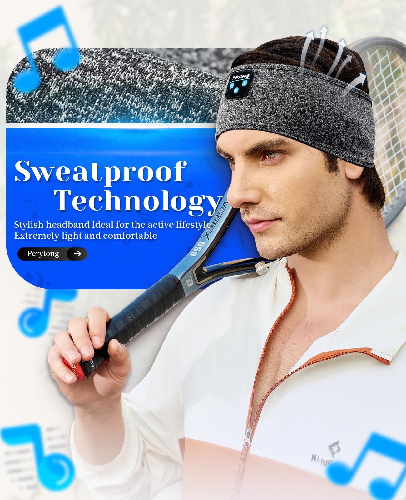 Perytong Sleeping Headphones Bluetooth Headband, Soft Long Time Play S - View 2
