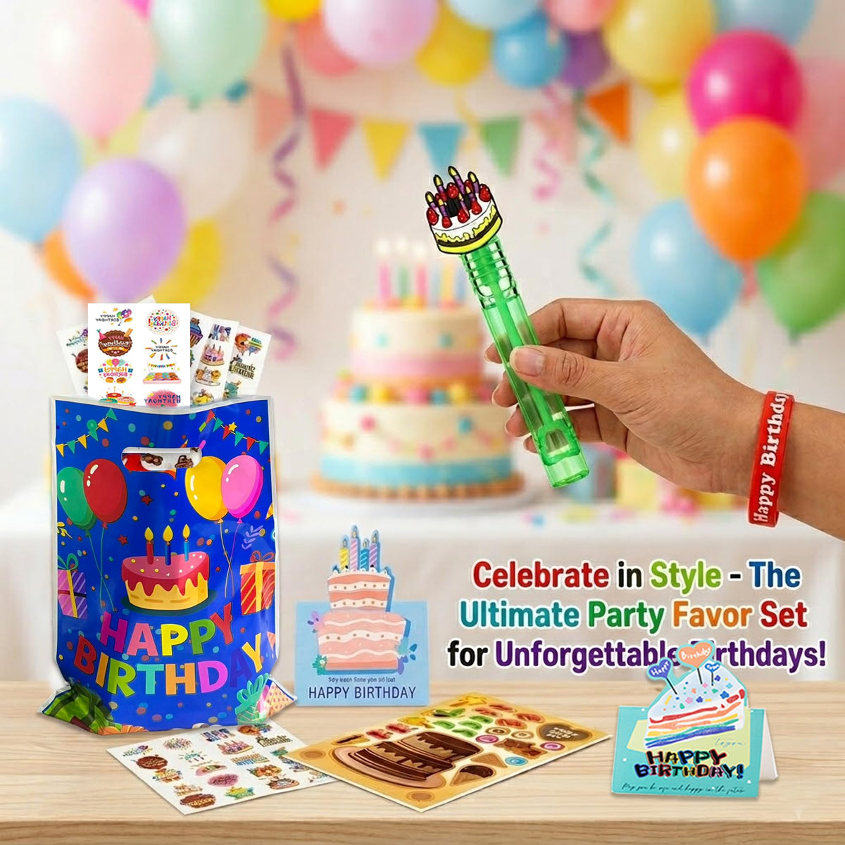 220PCS Birthday Party Favors with Gift Bags Wands Straws - Fybnqlira Official Imagery - 8