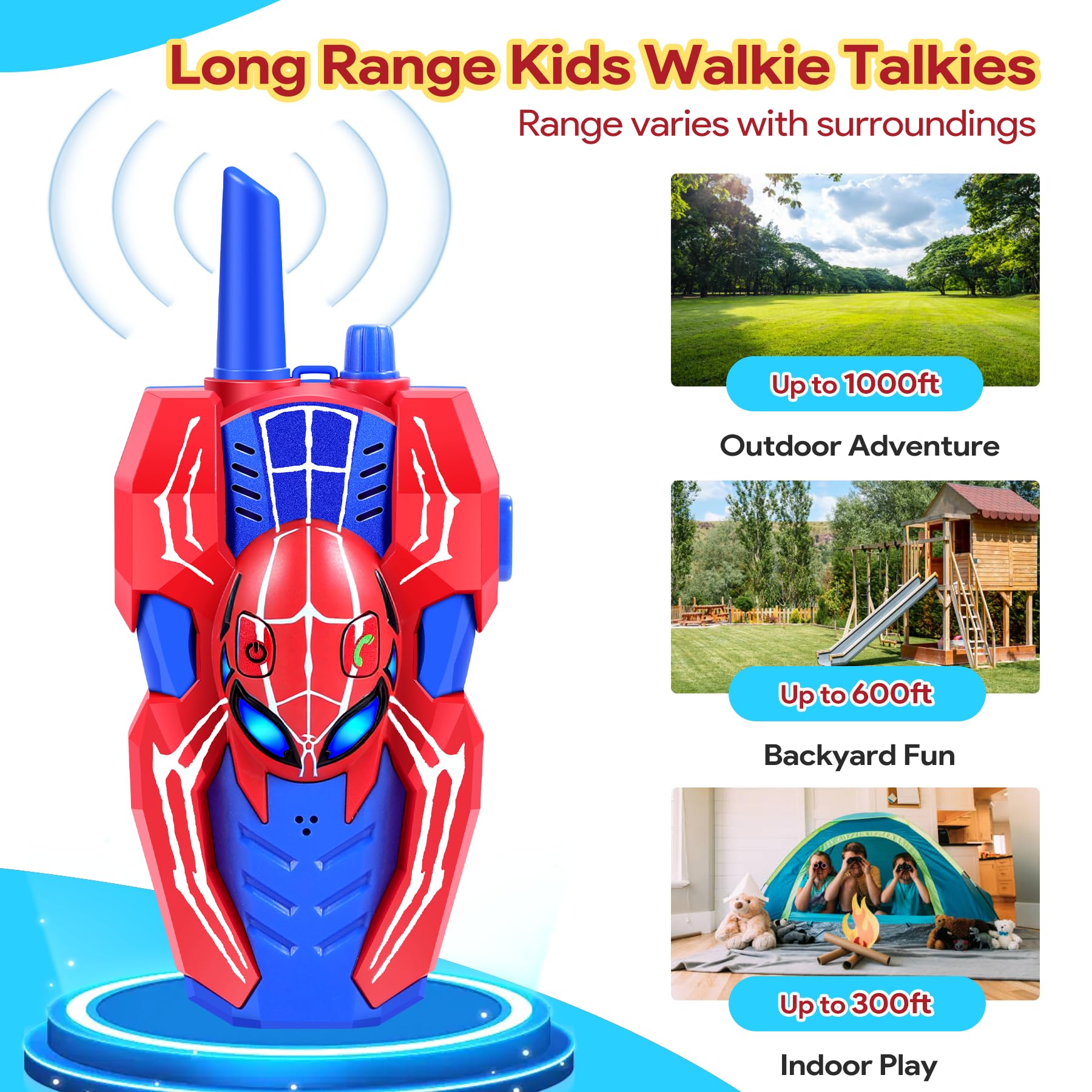 Vvinca Spider Walkie Talkies for Kids Toys Ages 3 4 5 6 7 8 9 10 Boys Girls 3 Pa - Vvinca Official Product View 6