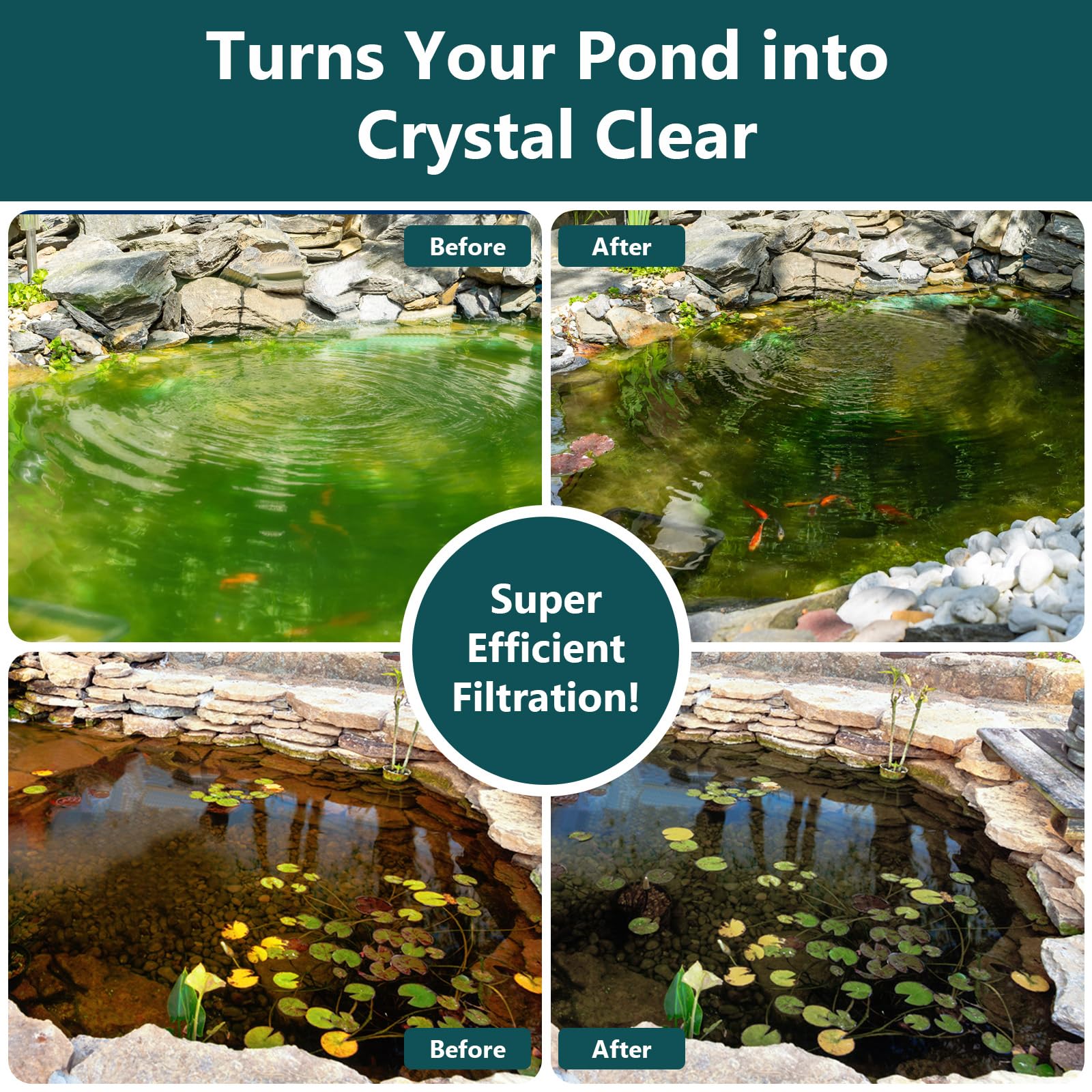 AquaMiracle Pond Filter with Pump Fountain Kits | 400GPH Pond Fil - AquaMiracle Official Product View 4