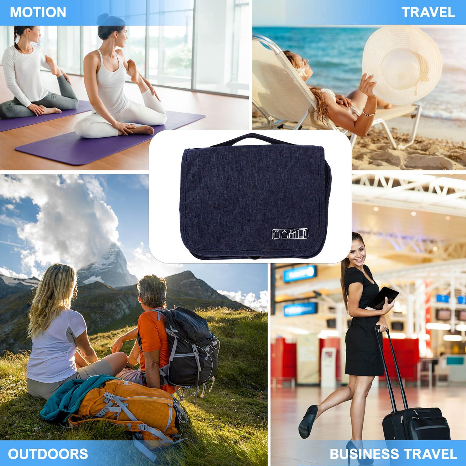 HAMPPLIES Portable Makeup Bag and Waterproof Travel Toiletry Bag for Women, Foldable Cosmetic Organizer with Matte Finish, Compact Bathroom Storage for Travel