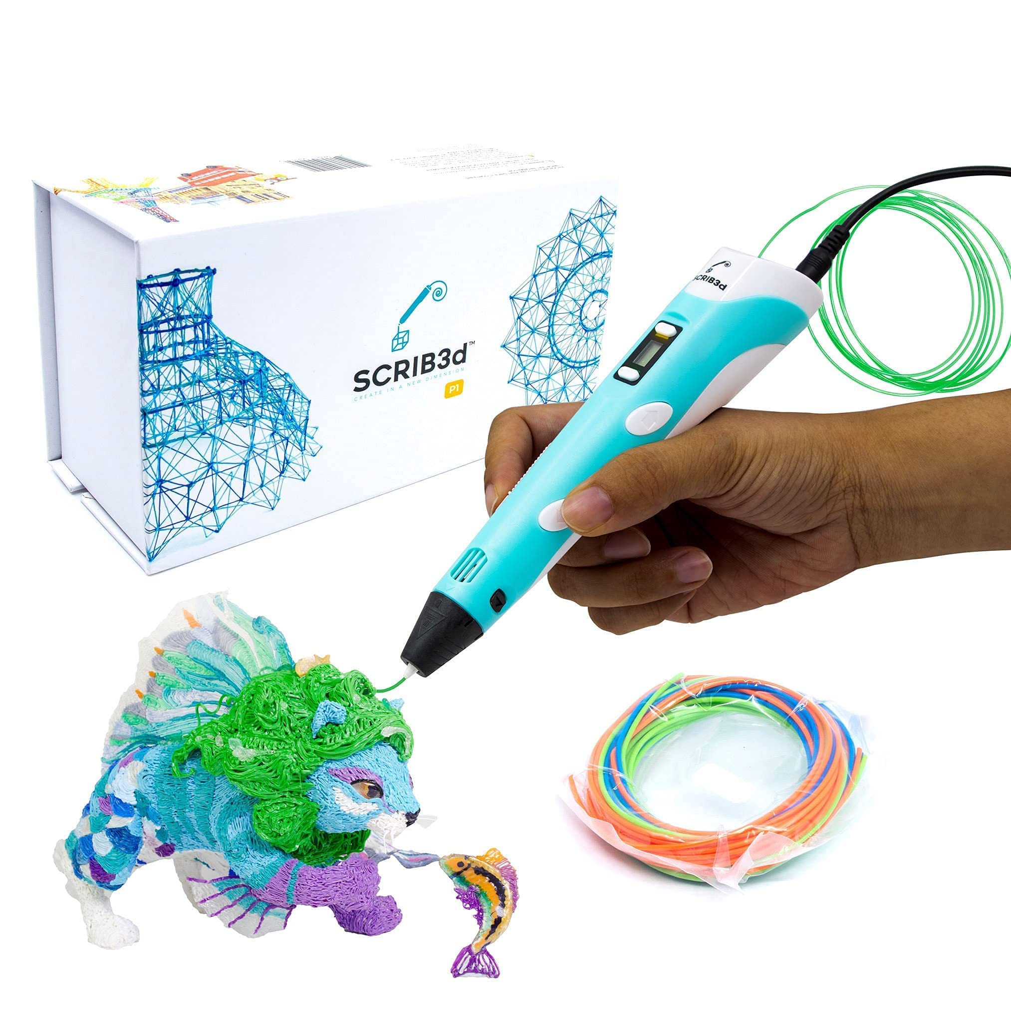 SCRIB3D P1 3D Printing Pen with Display - Includes 3D Pen, 3 Star by SCRIB3D - Angle View 1