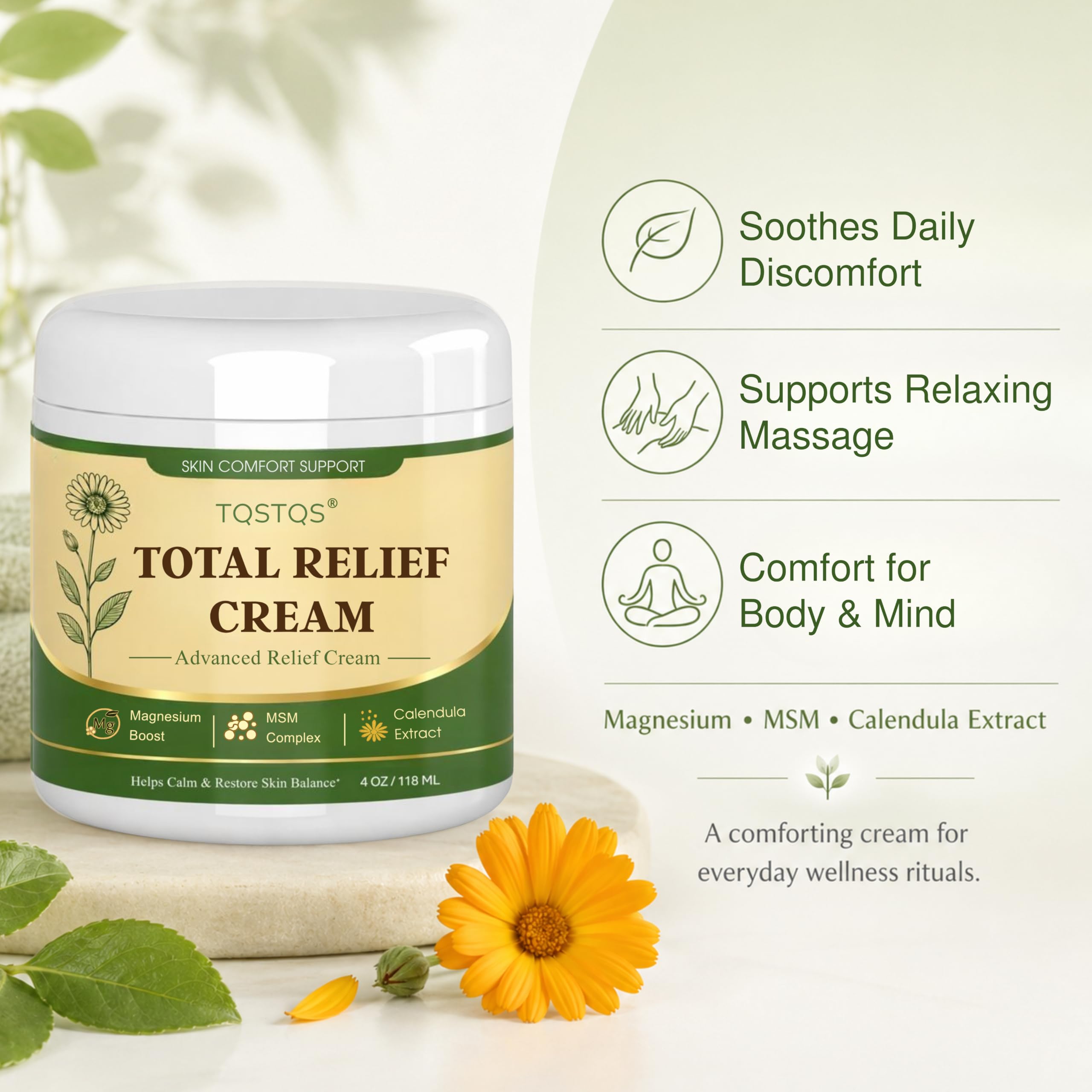 TQSTQS Magnesium Cream – Foot, Hand & Back Relief 4 oz