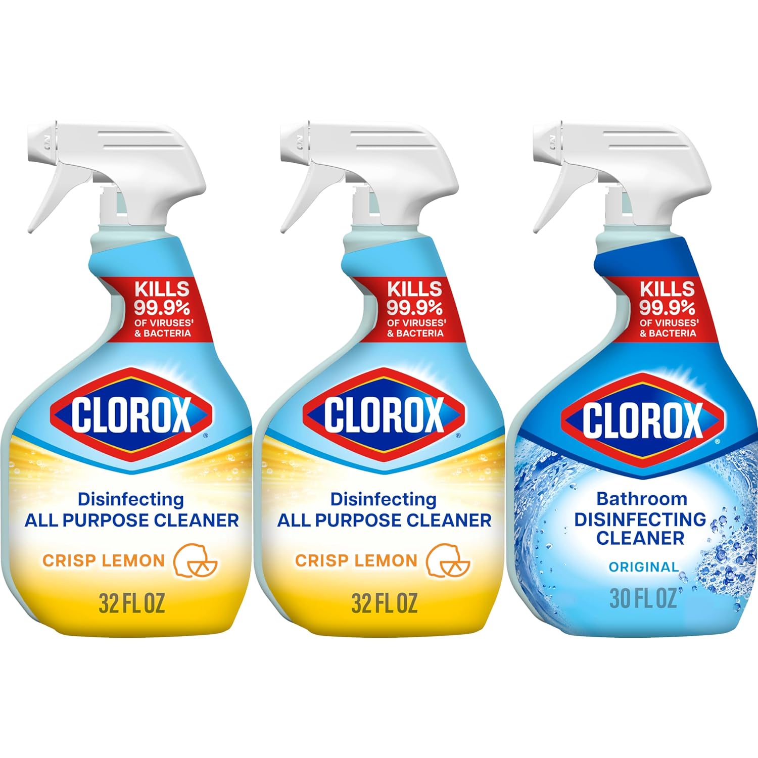 Clorox Disinfecting All-Purpose Cleaner 32 Oz and Disinfecting Bathroom Cleaner, Household Essential