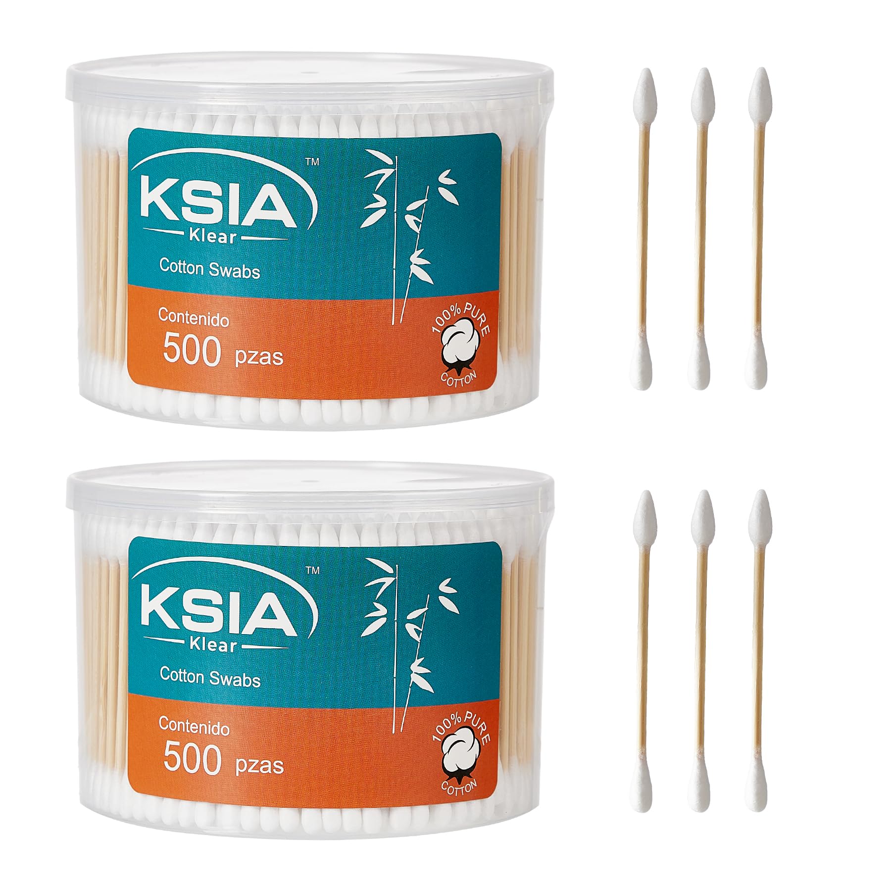 KSIA Klear Cotton Swabs 1000 Count Double Tipped Cotton Buds - KSIA Official Product Imagery - 1
