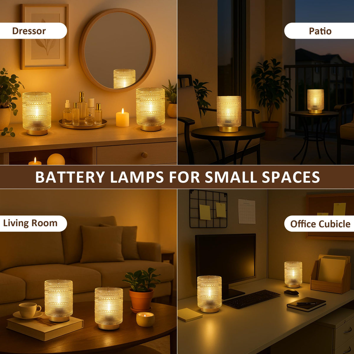 2 Pack Battery Operated Lamp with Timer Small Decorative - ULAROOM Official Imagery - 7