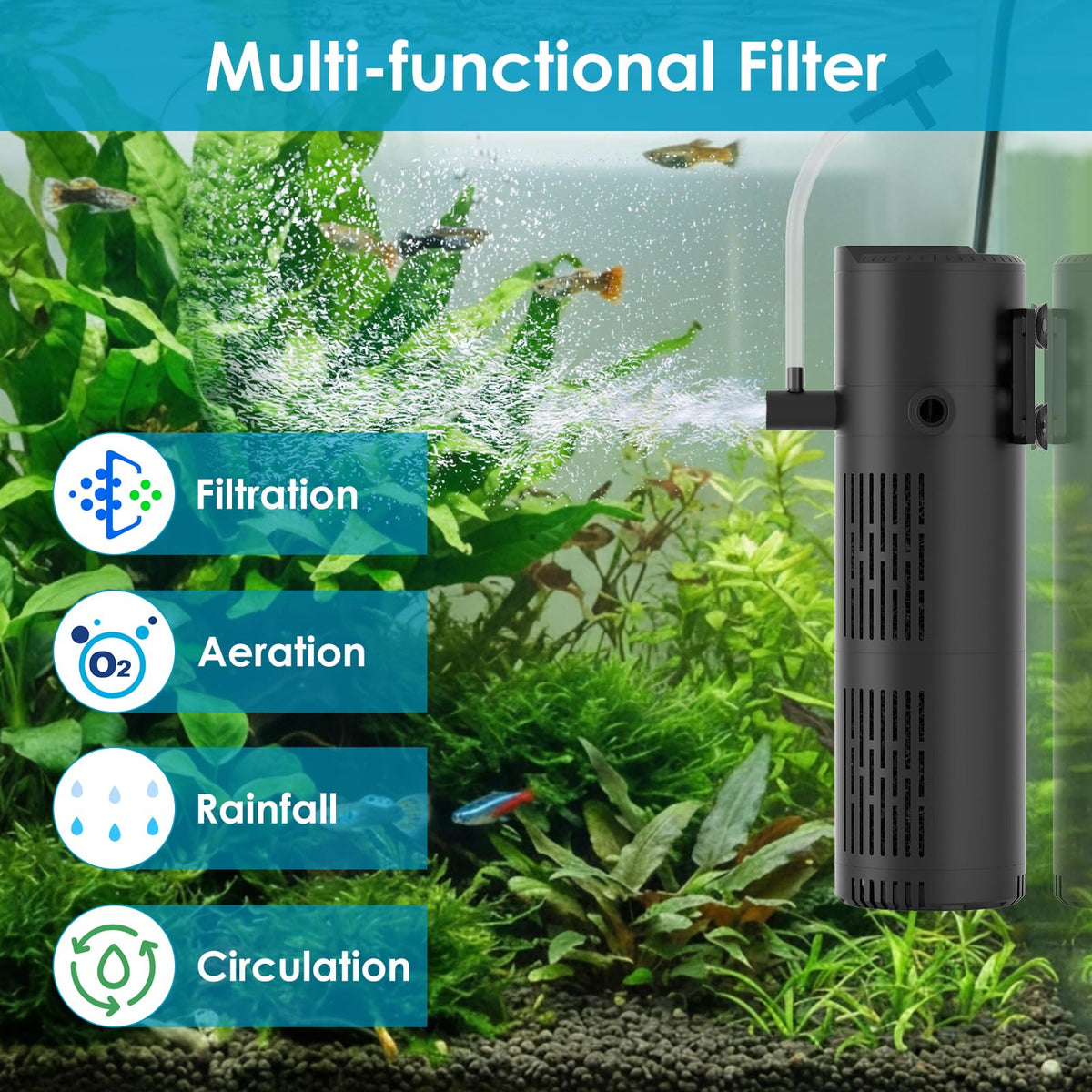 Aquarium Filter for 20 60 Gallon Tanks Internal Fish Tank - Devopet Official Imagery - 3
