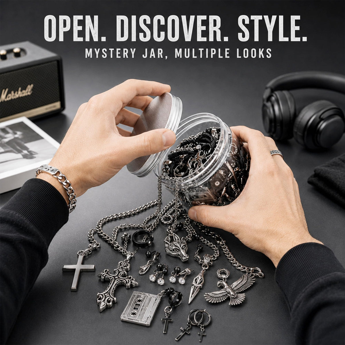 Mantveil 35Pcs Mystery Jewelry Jar for Men - Mantveil Official Imagery - 8