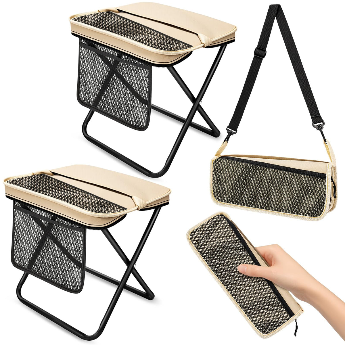 2 Pack Portable Folding Stools Collapsible Pocket Chair - OrbitShell Official Imagery - 1