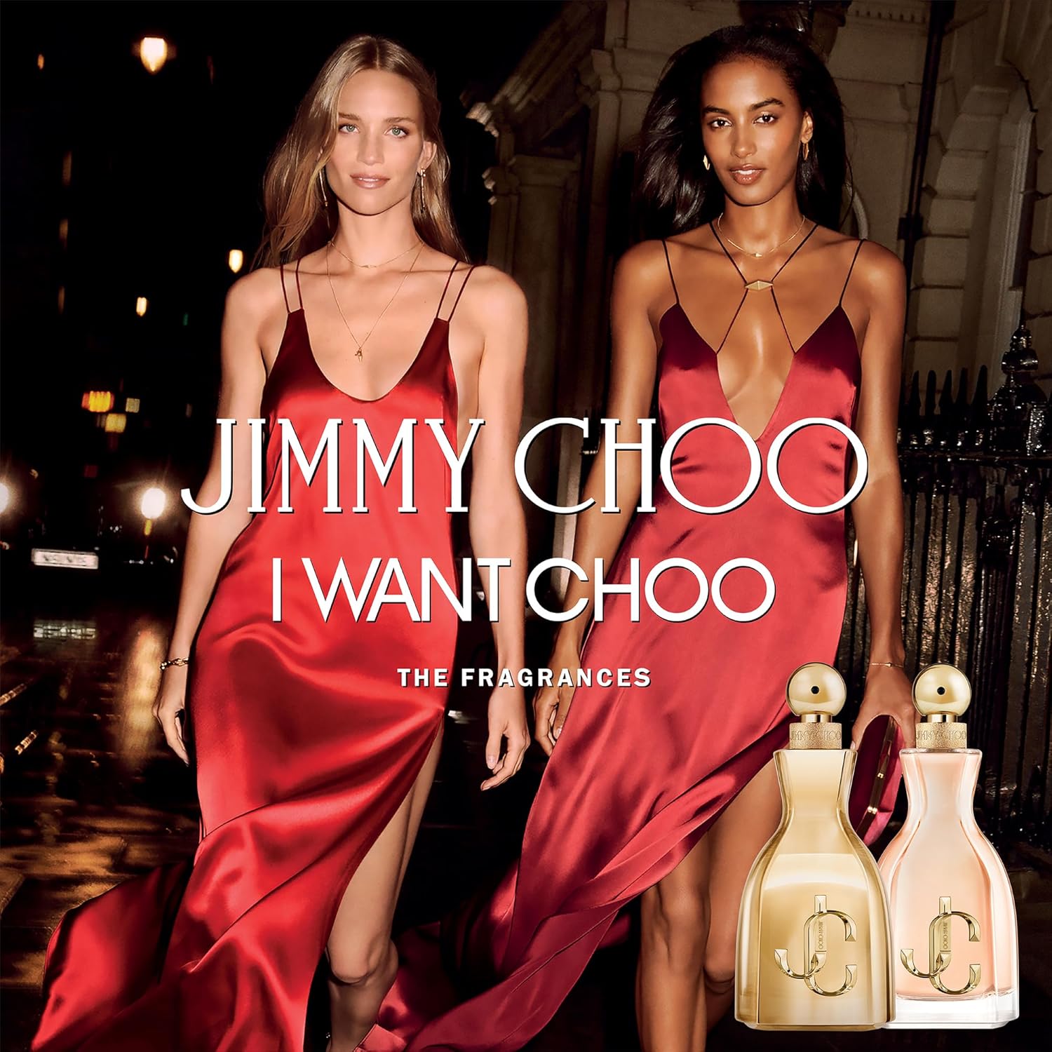 Jimmy Choo I Want Choo women's floral gourmand eau de parfum bottle, elegant fragrance with floral and sweet notes.