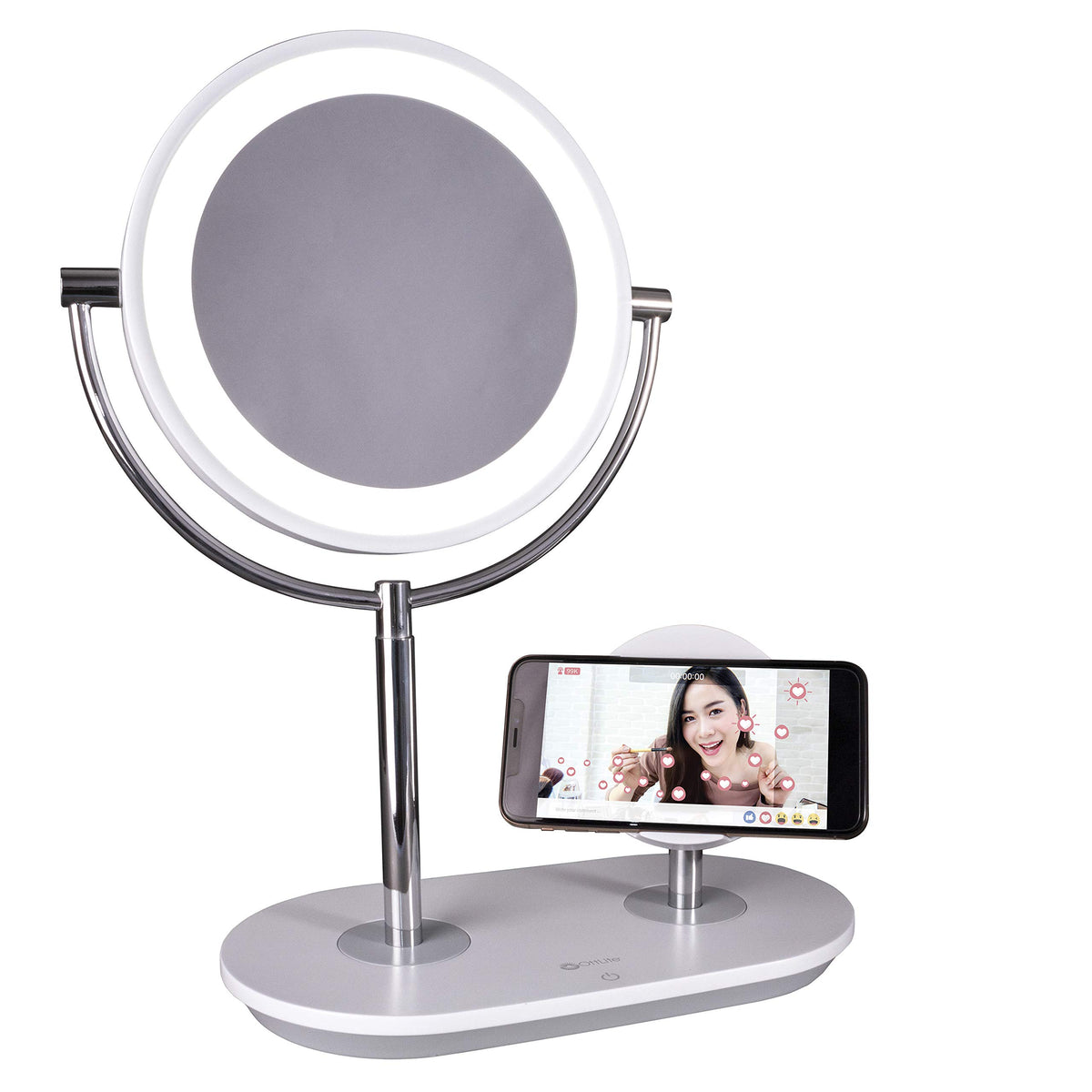 OttLite LED Makeup Mirror with Wireless Charging Stand and - OttLite Official Imagery - 2