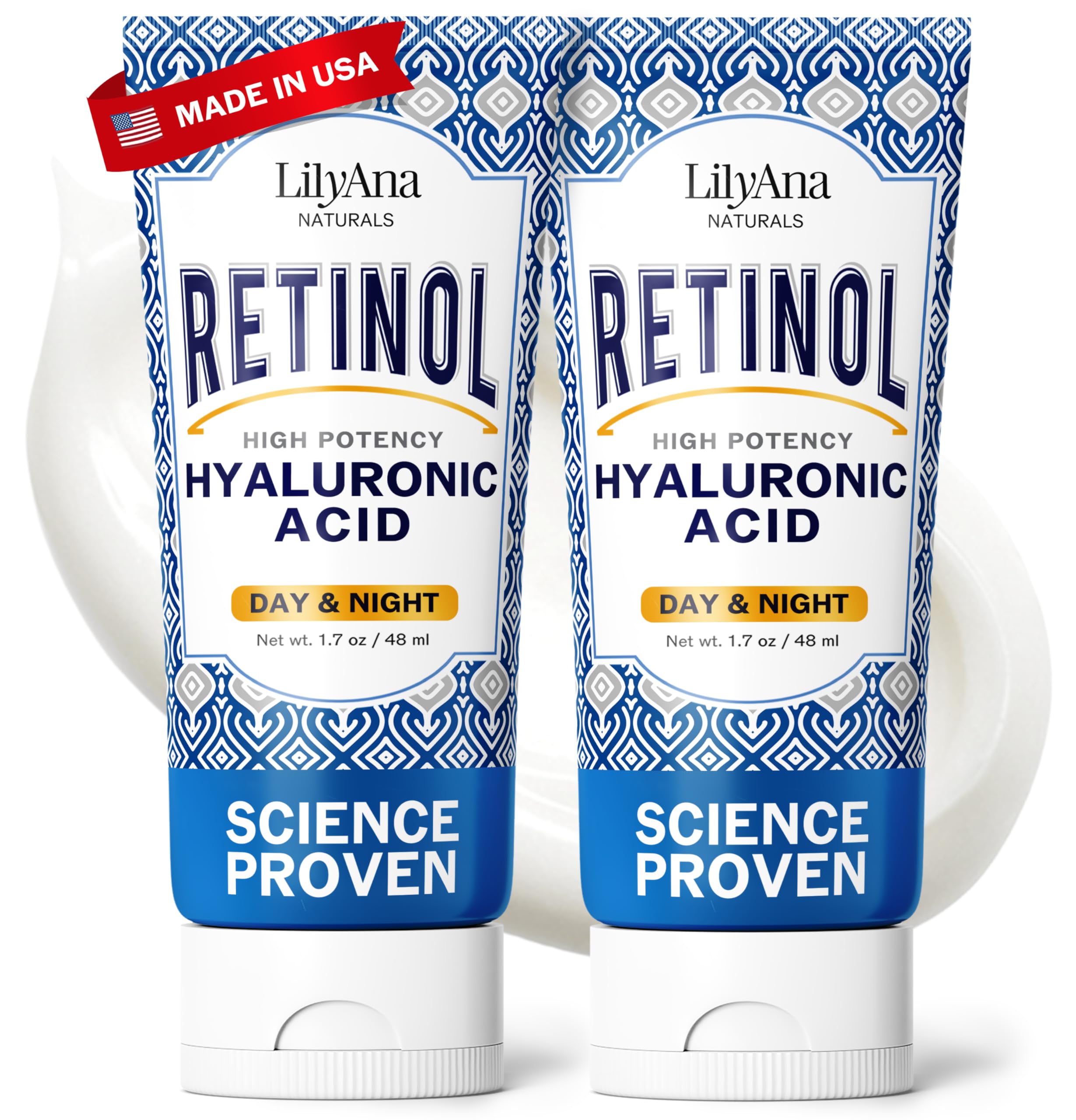 LilyAna Naturals Retinol Cream - Anti-Aging Moisturizer for Face - Product Imagery