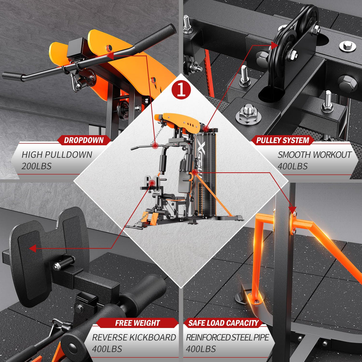 XGSW Multi Function Home Gym Workout Station Featuring a - XGSW XINGESIWR Official Imagery - 5