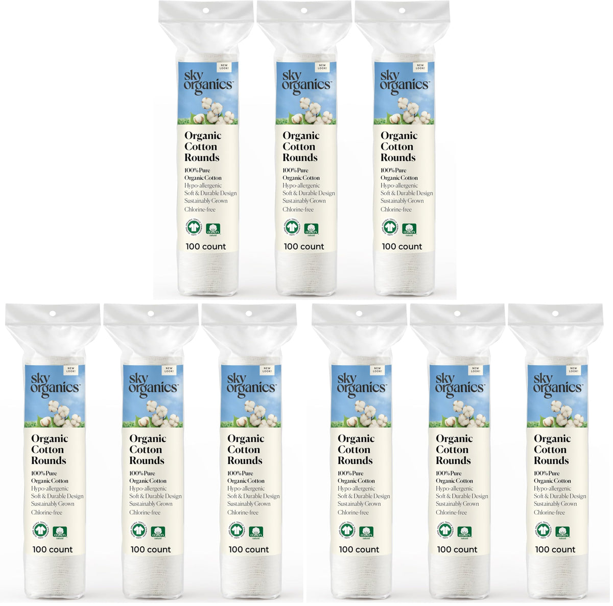 Sky Organics Organic Cotton Rounds 300ct Chlorine Free for - Sky Organics Official Product Imagery - 8