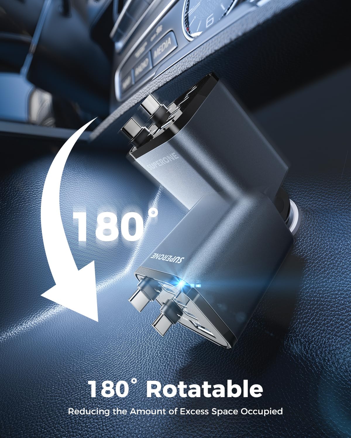 SUPERONE Retractable Car Charger, 6-Port   Car Charger USB C - SUPERONE Official Product View 8