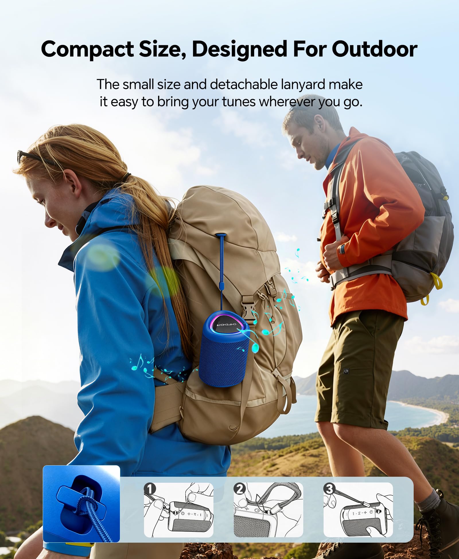 CHIFENCHY Portable Bluetooth Speaker Beach Essentials: IPX5 Waterproof for Outdo - CHIFENCHY Official Product View 3