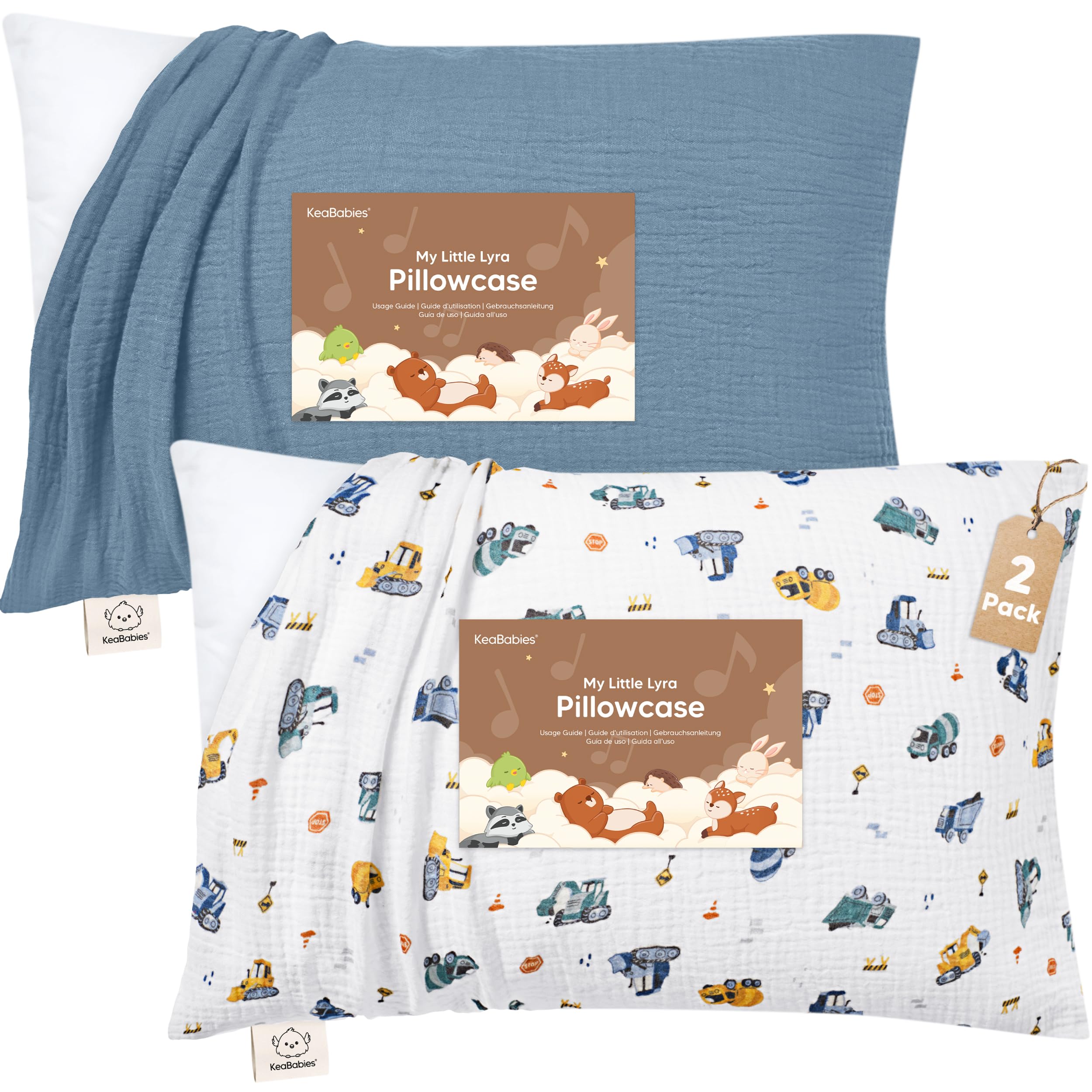 KeaBabies Cotton Muslin Toddler Pillowcase 13x18 Only, 2-Pack - KeaBabies Official Product View 2