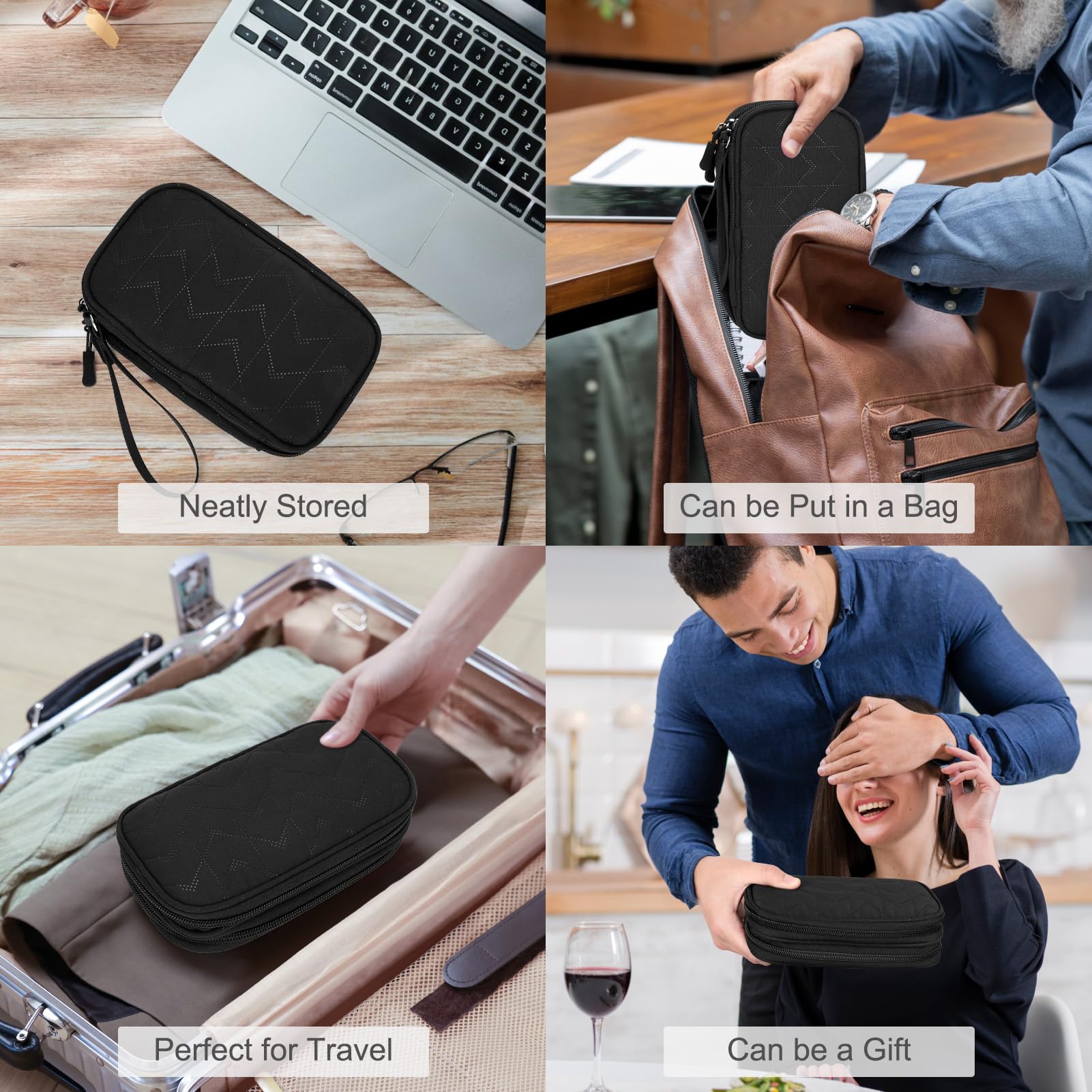 FYY Electronic Organizer, Travel Tech Pouch, Cable Organizer Black Qui - View 7