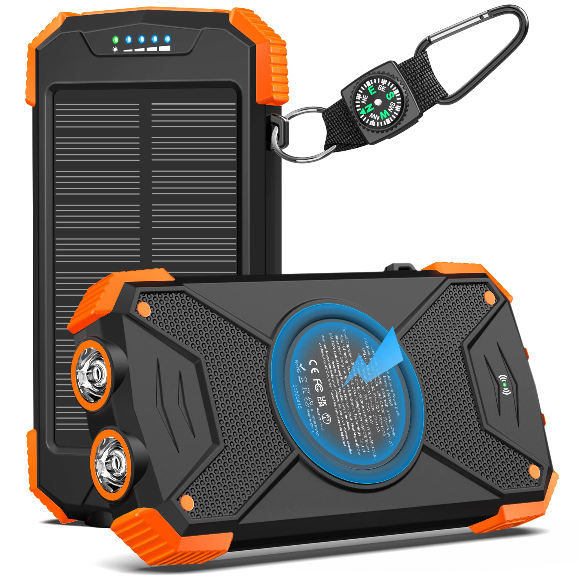 BLAVOR Solar Power Bank 10,000mAh Portable Wireless Charger for C by BLAVOR - Angle View 1