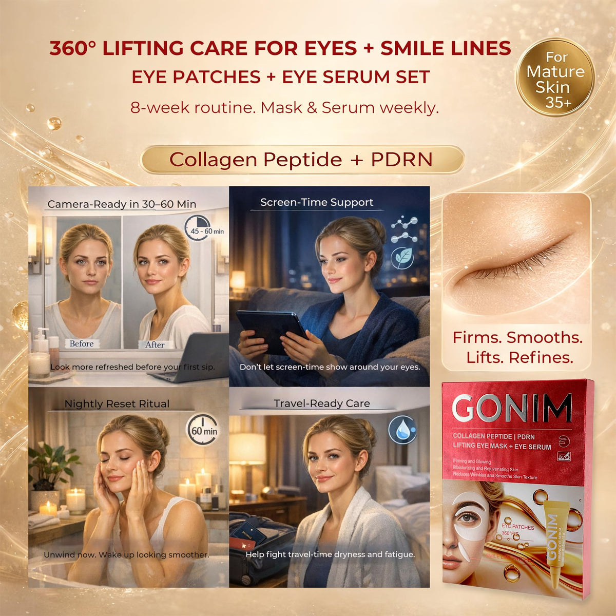 GONIM Eye Patches with Collagen Peptides Caffeine and PDRN - GONIM Official Imagery - 6