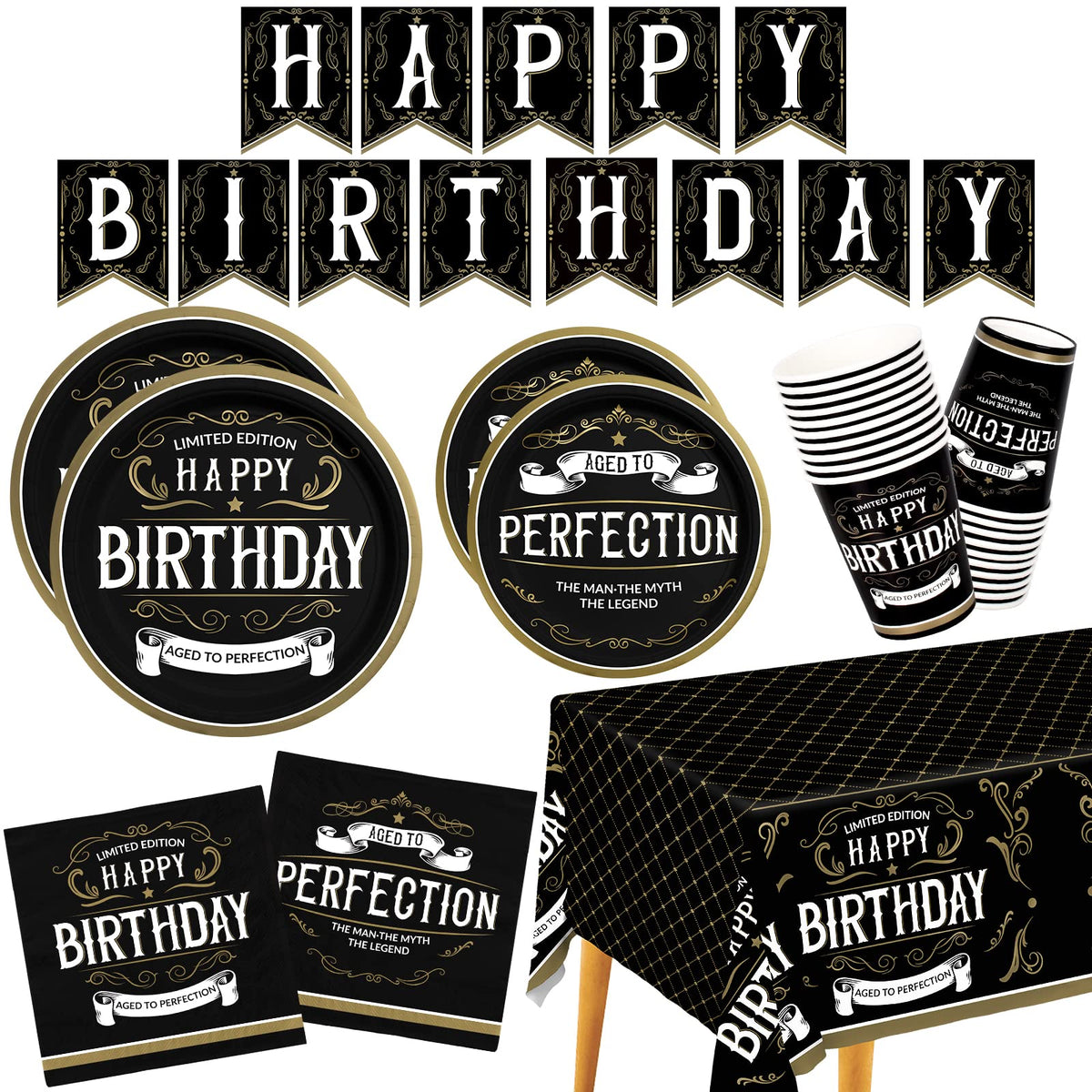 Birthday Party Supplies Disposable Paper Plates Napkins Cups - Gatherfun Official Imagery - 1