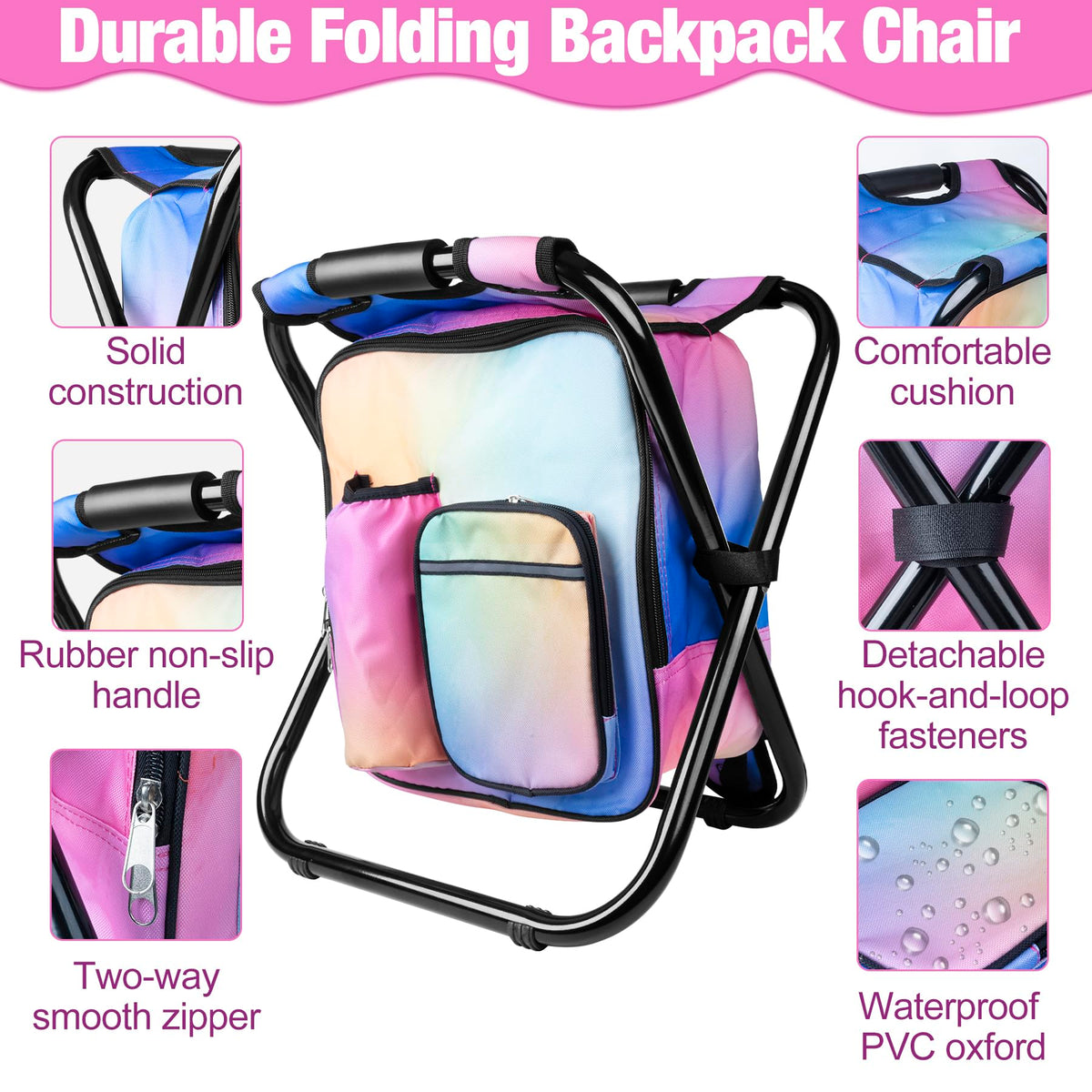 Backpack Stool Cooler Chair Heavy Duty 300 LBS Max Load - Kikerike Official Imagery - 6