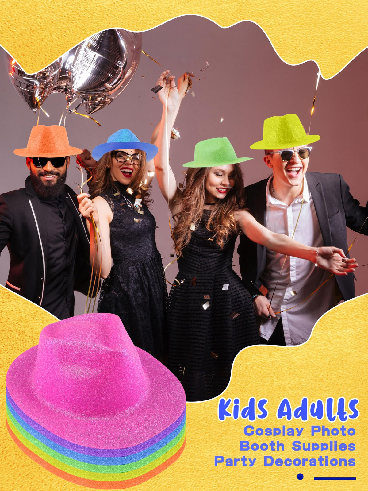 24 Pcs Neon Party Hats Bulk Plastic Fedora Party Hats - SGBETTER Official Imagery - 6