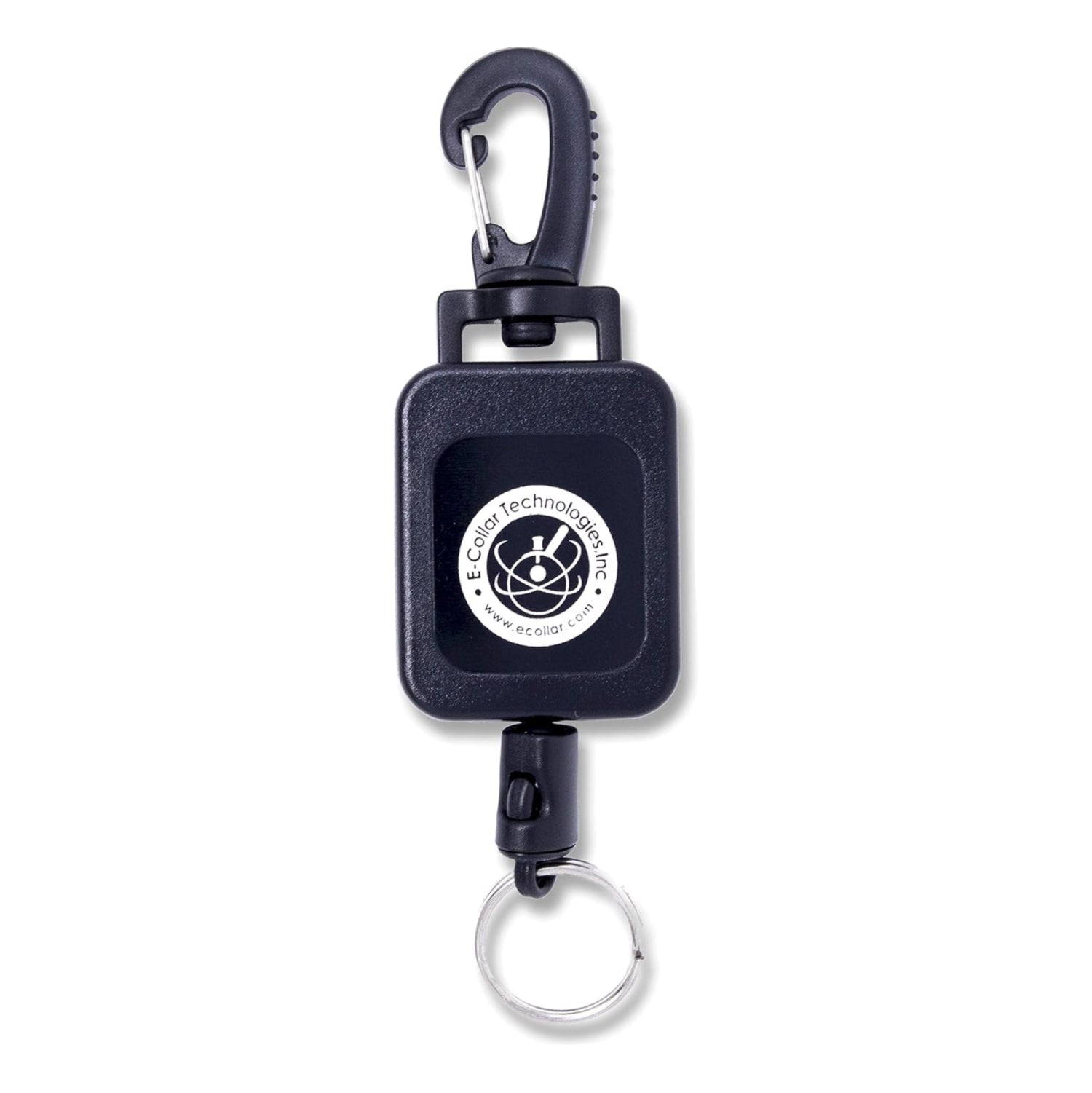 Black Educator Gear Keeper retractable transmitter holder with clip, designed for secure and convenient transmitter storage.