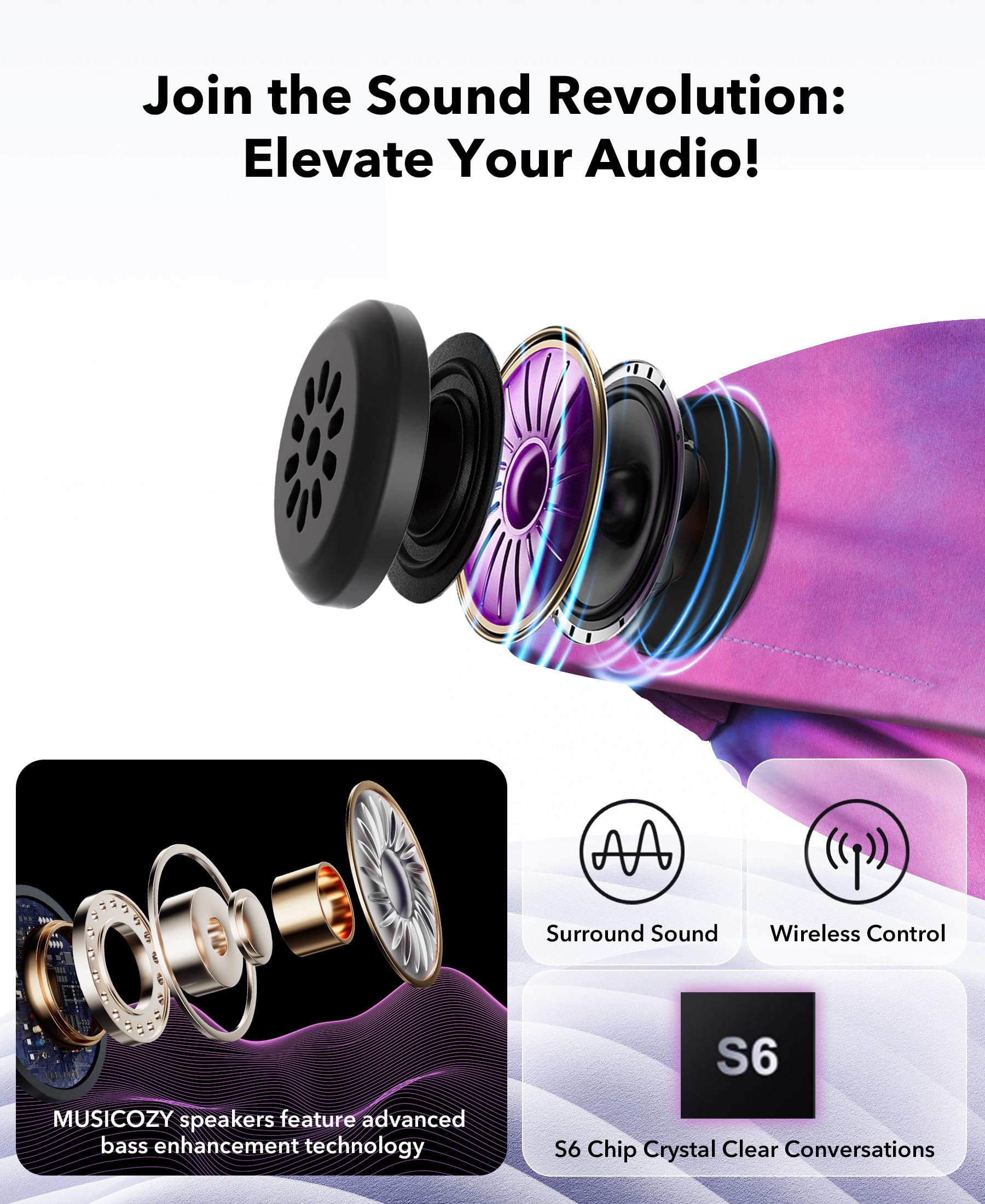 MUSICOZY Sleep Headphones Tie-Dye Bluetooth Headband Headphone fo by MUSICOZY - Angle View 5