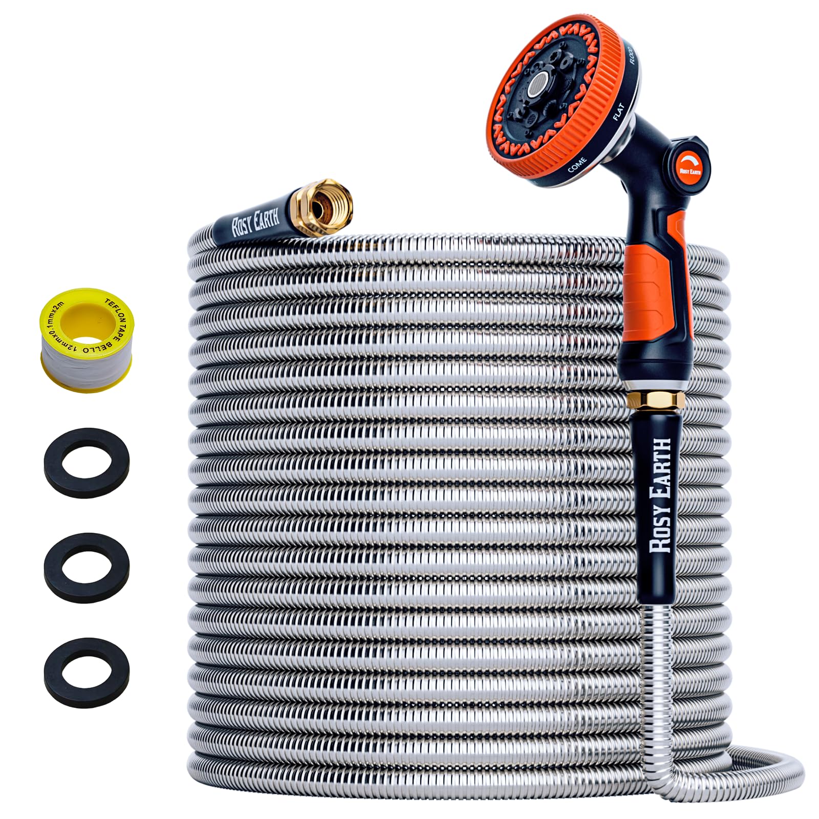 Rosy Earth 100ft Stainless Steel Garden Hose, Heavy Duty Metal Wa - Rosy Earth Official Product View 1