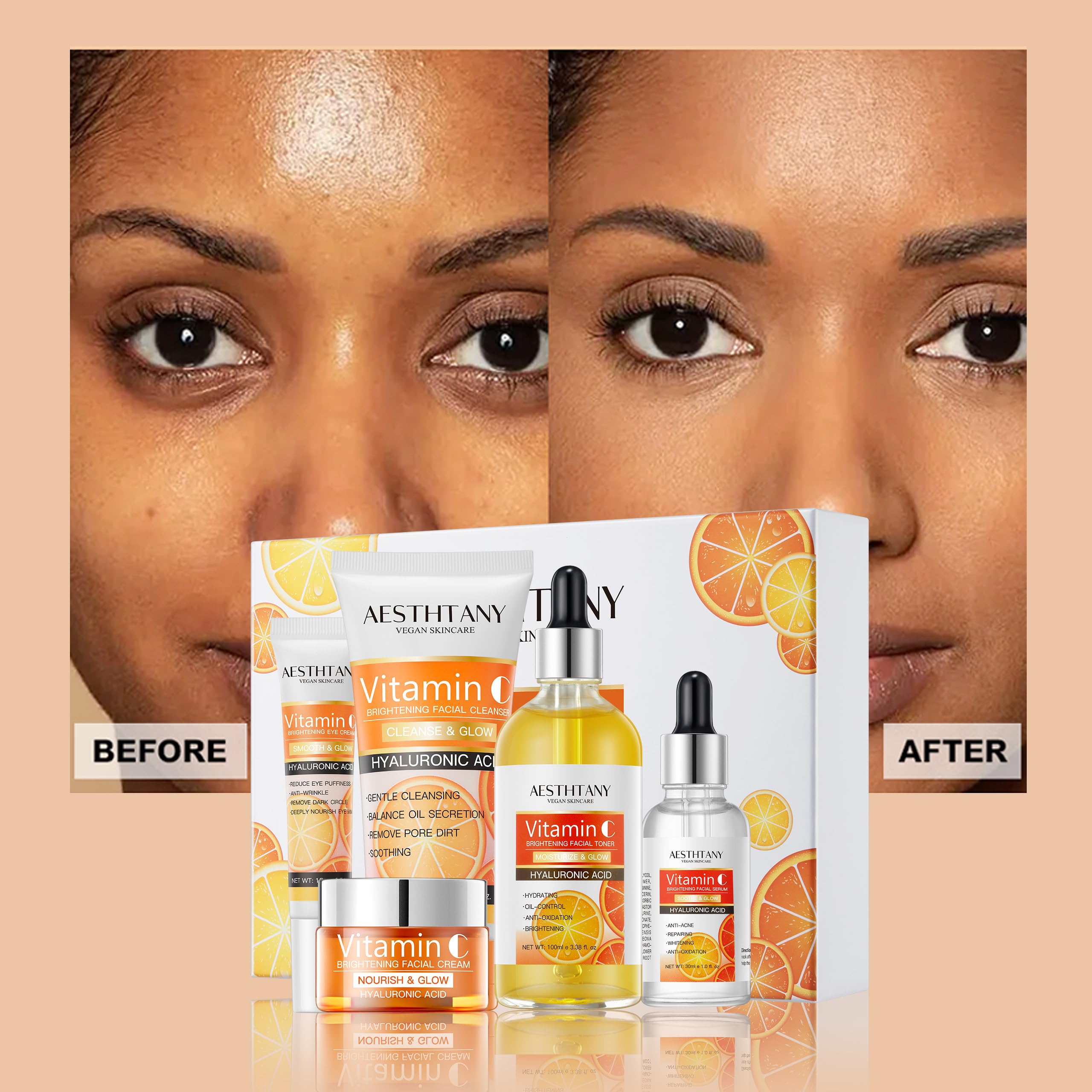 Vitamin C Skin Care Set Moisturizing Hyaluronic Acid Skin Care - AESTHTANY