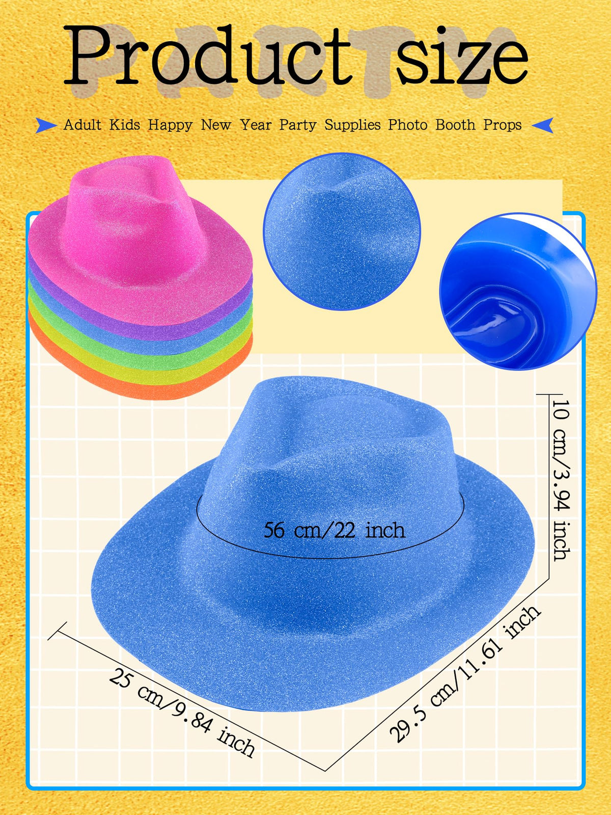 24 Pcs Neon Party Hats Bulk Plastic Fedora Party Hats - SGBETTER Official Imagery - 3