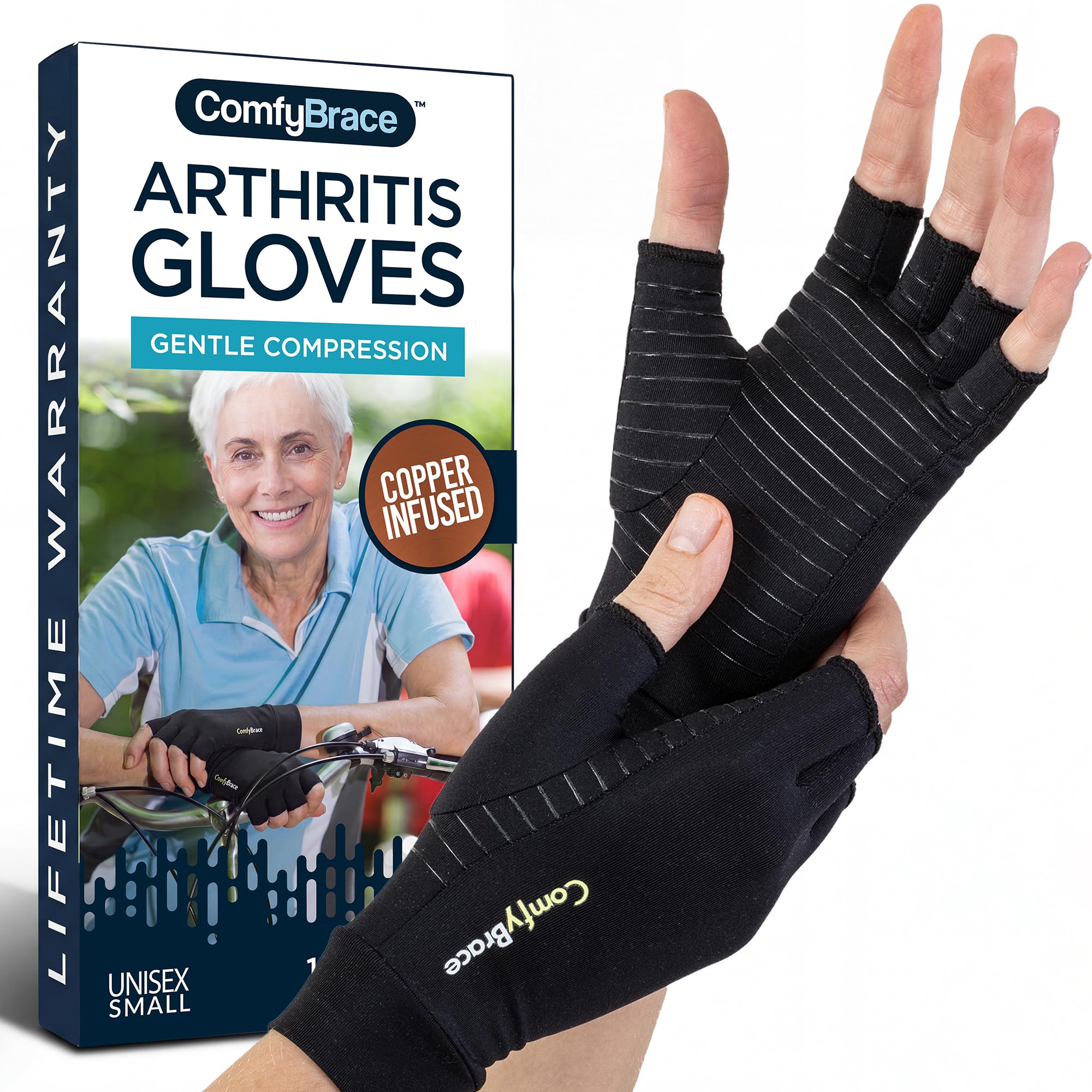 ComfyBrace Copper Arthritis Compression Gloves for Women & Men