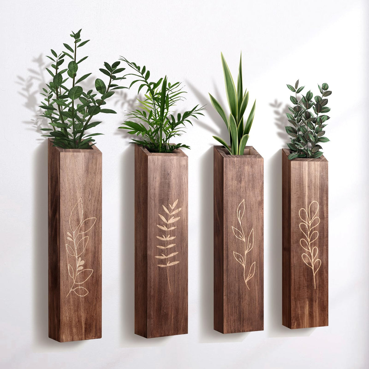 Wooden Wall Vase Planter Set of 4 - BOTOP Official Imagery - 1