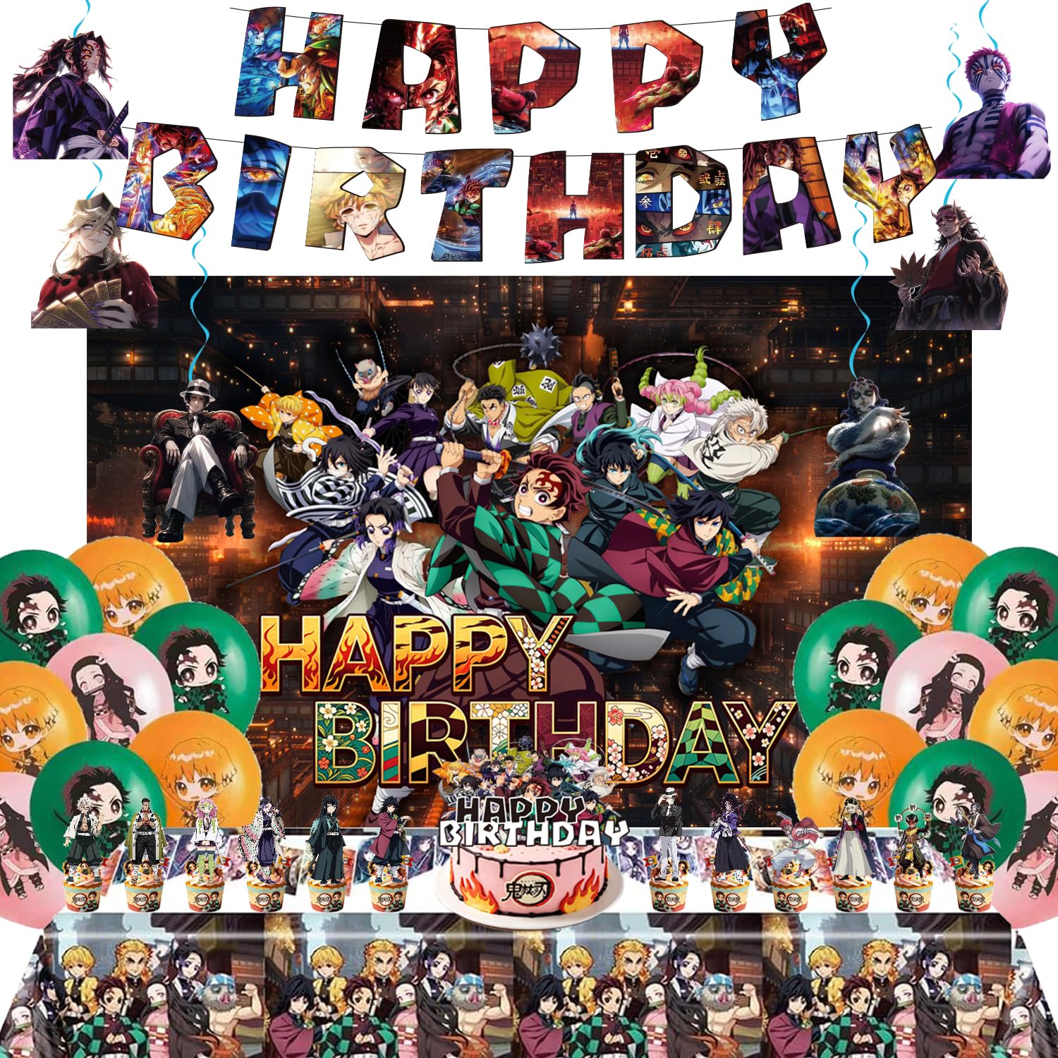Demon theme party supplies,birthday decorations.Include Birthday - Product Imagery
