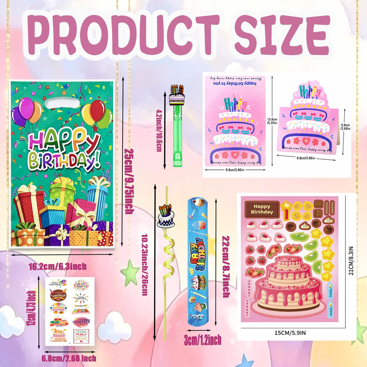 220PCS Birthday Party Favors with Gift Bags Wands Straws - Fybnqlira Official Imagery - 5