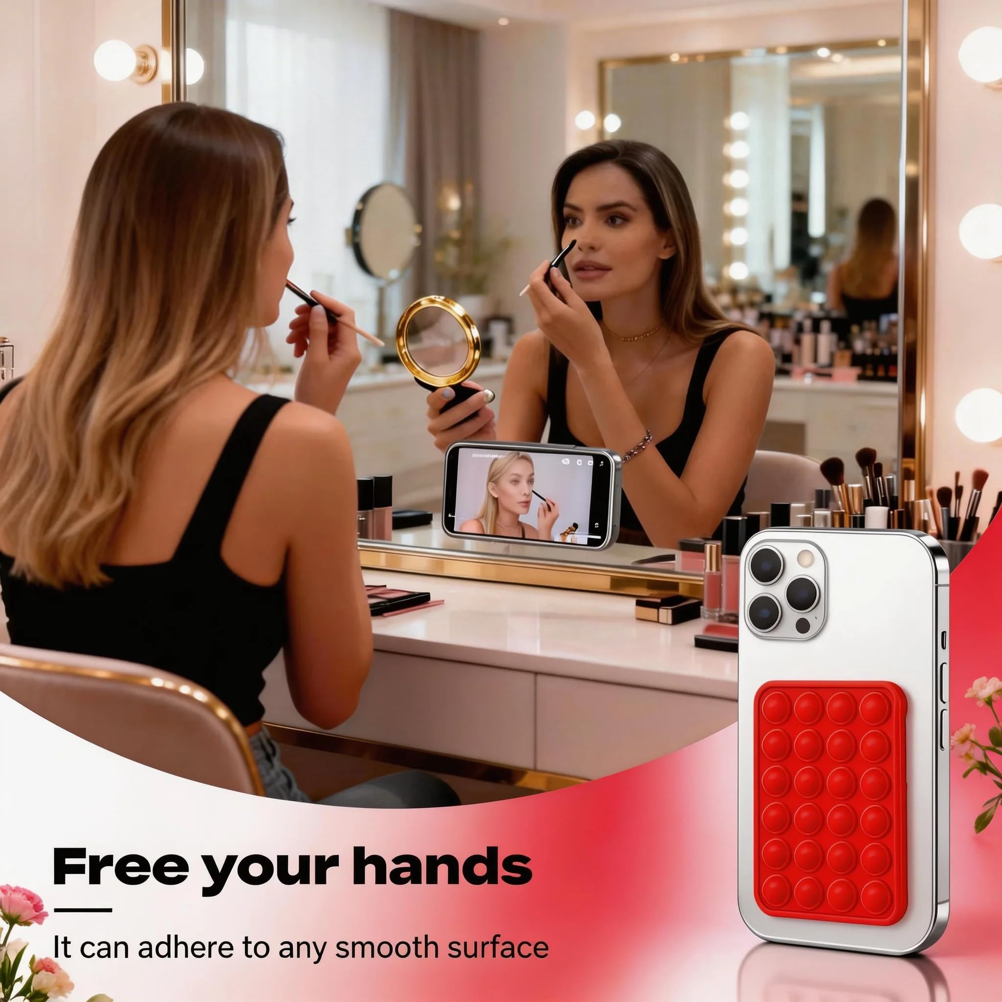 VEADOOLLY Red OCTO-Buddy Double Sided Silicone Suction Phone Case Moun - View 3