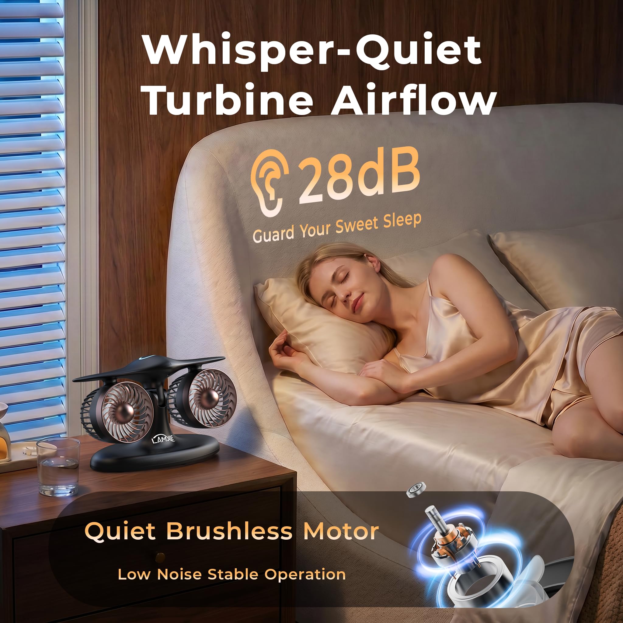 LAMJIE Jet Engine Desk Fan for Office, Rechargeable Table Fan Gif - LAMJIE Official Product View 7